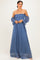 Light Blue Lace Off Shoulder Long Sleeve Dress