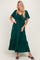 Dark Sage Flutter Sleeve Ruffle Hem Maxi Dress