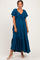 Teal Flutter Sleeve Ruffle Hem Maternity Maxi Dress