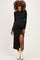 Black Mock Neck Front Slit Long Sleeve Maternity Maxi Dress