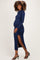 Navy Mock Neck Front Slit Long Sleeve Maternity Maxi Dress