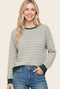 Hunter Green Muticolor Striped Long Sleeve Top