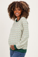 Hunter Green Muticolor Striped Long Sleeve Maternity Top