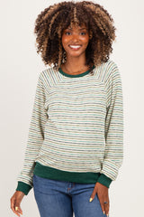Hunter Green Muticolor Striped Long Sleeve Maternity Top