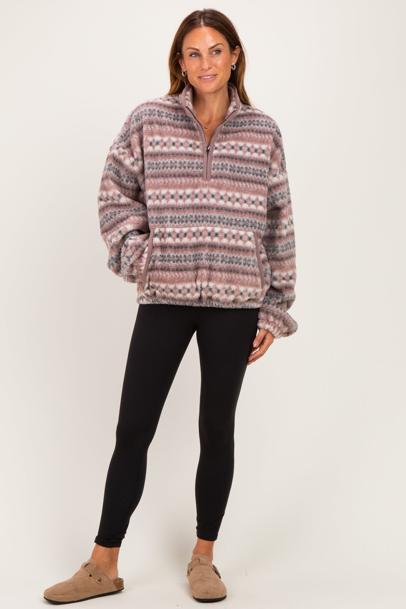 Ashwood Printed Fleece Oversized Half Zip Pullover
