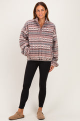 Ashwood Printed Fleece Oversized Half Zip Pullover