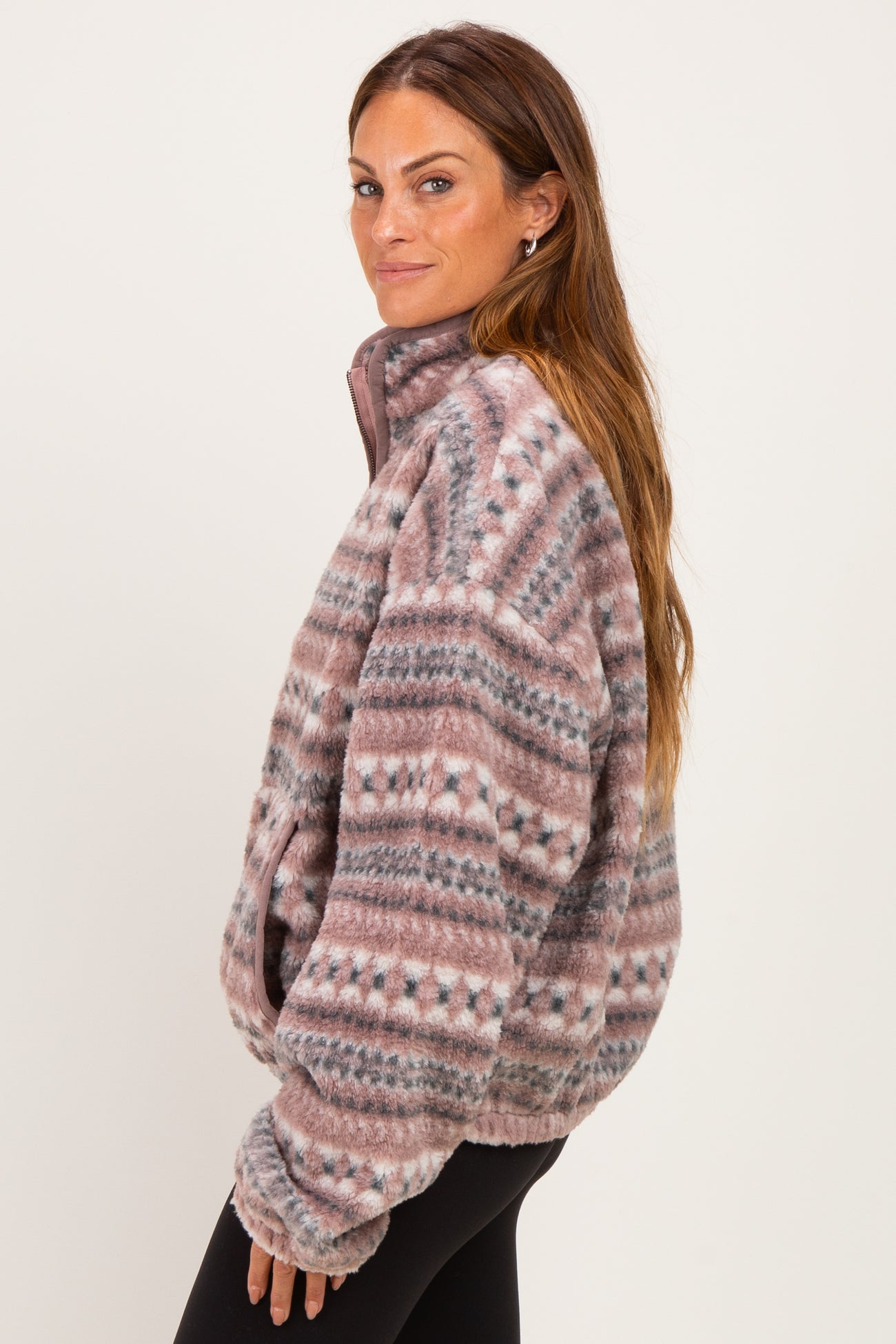 Ashwood Printed Fleece Oversized Half Zip Pullover