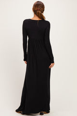 PinkBlush Black Long Sleeve Draped Nursing Maxi Dress