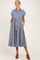 Navy Gingham Button Down Tie Waist Maternity Shirt Dress