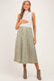 Ecru Sleeveless Mock Neck Contrast Striped Skirt Maternity Midi Dress