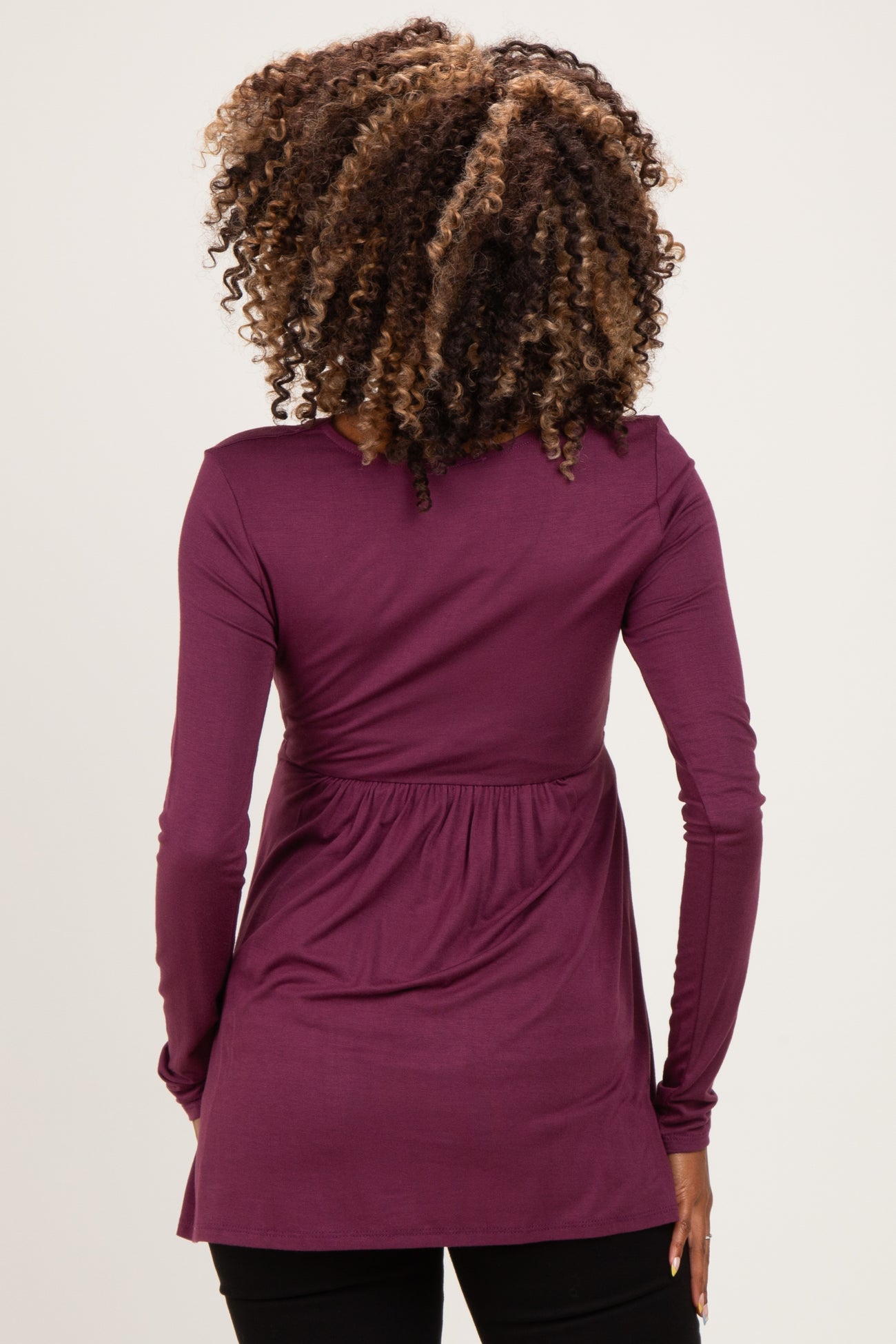 PinkBlush Burgundy Long Sleeve Draped Front Maternity Nursing Top