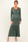 Olive Ribbed Long Sleeve Ruffle Trim Off Shoulder Maternity Maxi Dress