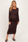 Brown Long Sleeve Knotted Waist Maternity Maxi Dress