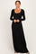 Black Solid Long Sleeve Scoop Neck A-Line Maxi Dress