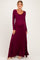 Burgundy Solid Long Sleeve Scoop Neck A-Line Maternity Maxi Dress