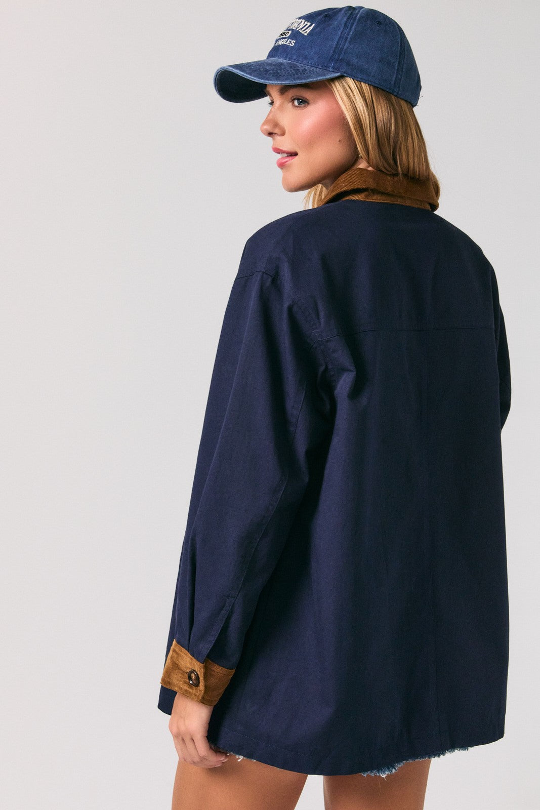 Navy Twill Plaid Reversible Barn Jacket