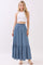 Denim Chambray Medium Wash Tiered Maxi Skirt