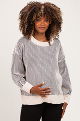 Navy Two Tone Oversized Maternity Sweater