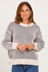 Navy Two Tone Oversized Maternity Sweater
