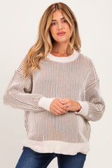 Mocha Two Tone Oversized Maternity Sweater