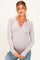 Beige Ribbed V-Neck Long Sleeve Maternity Top