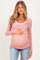 Coral Striped Long Sleeve Scoop Neck Maternity Top