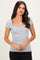 Heather Grey Ribbed Square Neck Cap Sleeve Top