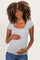 Heather Grey Ribbed Square Neck Cap Sleeve Maternity Top
