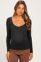 Charcoal Ribbed Scoop Neck Long Sleeve Maternity Top