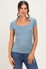 Slate Square Neck Cap Sleeve Top
