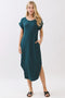 Hunter Green Rounded Hem Midi Dress