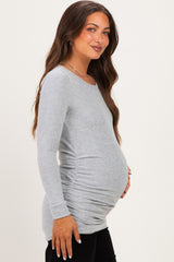 Grey Soft Knit Ruched Maternity Top