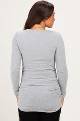 Grey Soft Knit Ruched Maternity Top
