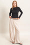 Oatmeal Contrast Waist Drawstring Pants