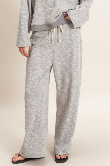 Heather Grey Contrast Waist Drawstring Pants