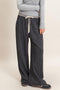 Black Contrast Waist Drawstring Pants