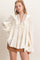 Cream Ruffle Lace Tie Neck Blouse