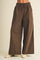 Brown Wide Leg Elastic Waistband Trousers