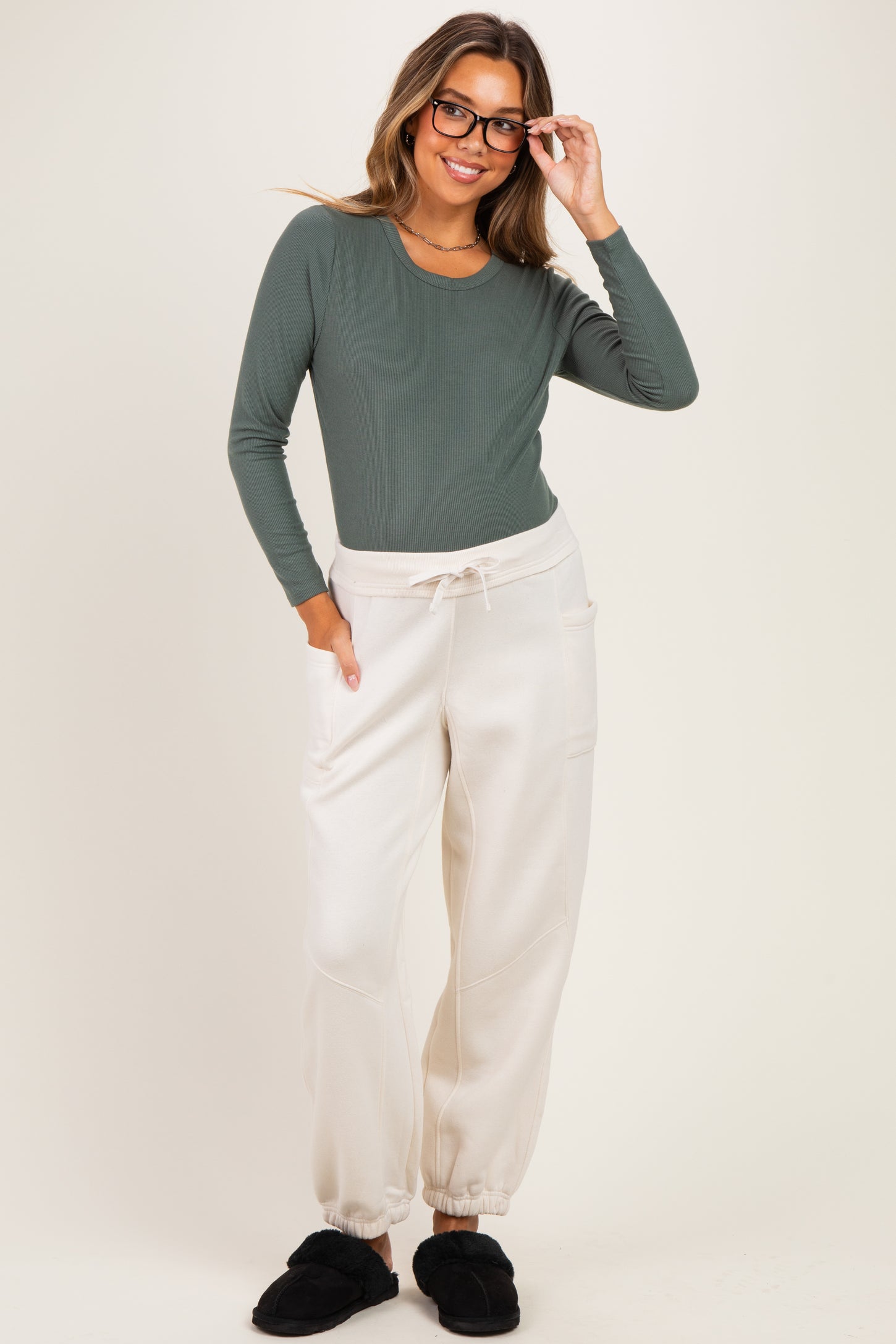 Bone Terry Drawstring Maternity Joggers