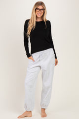 Heather Grey Terry Drawstring Maternity Joggers