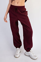 Dark Cherry Terry Drawstring Joggers