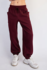 Dark Cherry Terry Drawstring Joggers