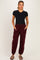 Dark Cherry Terry Drawstring Maternity Joggers