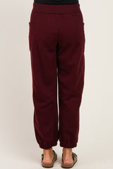 Dark Cherry Terry Drawstring Maternity Joggers