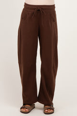 Chocolate Fleece Barrel Leg Maternity Sweatpants