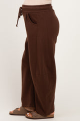 Chocolate Fleece Barrel Leg Maternity Sweatpants