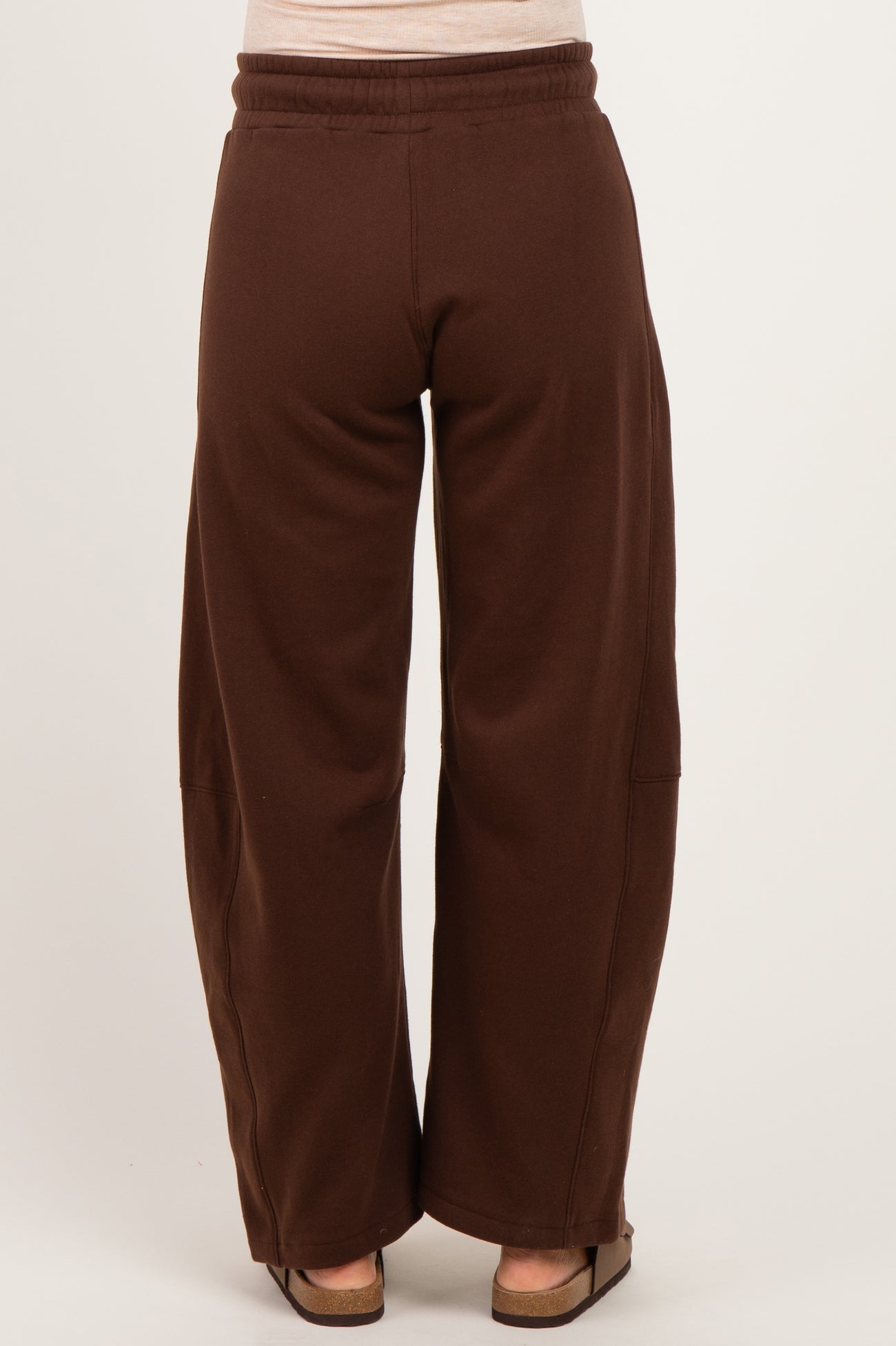 Chocolate Fleece Barrel Leg Maternity Sweatpants