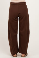 Chocolate Fleece Barrel Leg Maternity Sweatpants
