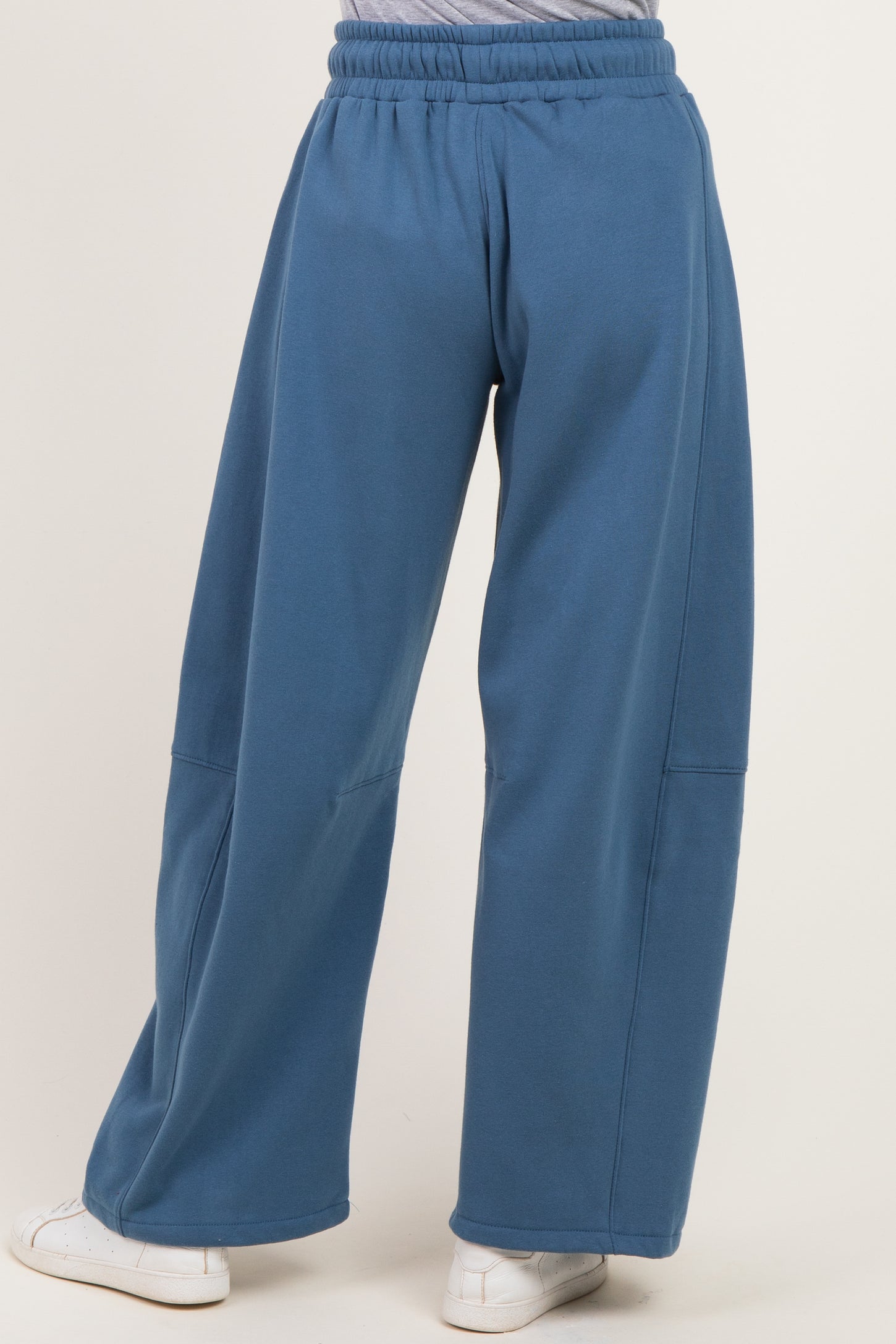 Dusty Blue Fleece Barrel Leg Sweatpants