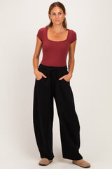 Black Fleece Barrel Leg Sweatpants
